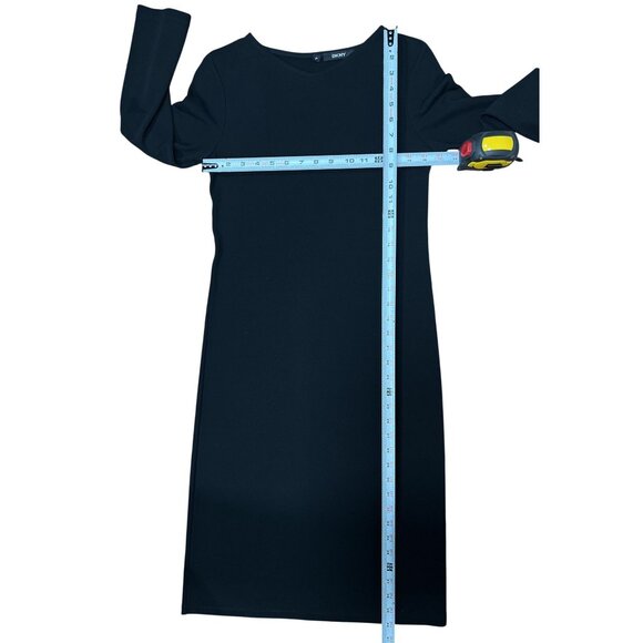 DKNY Womens Petite Dress Size 0/2P Black Long Sleeve Midi Length Shift Style - Picture 5 of 5